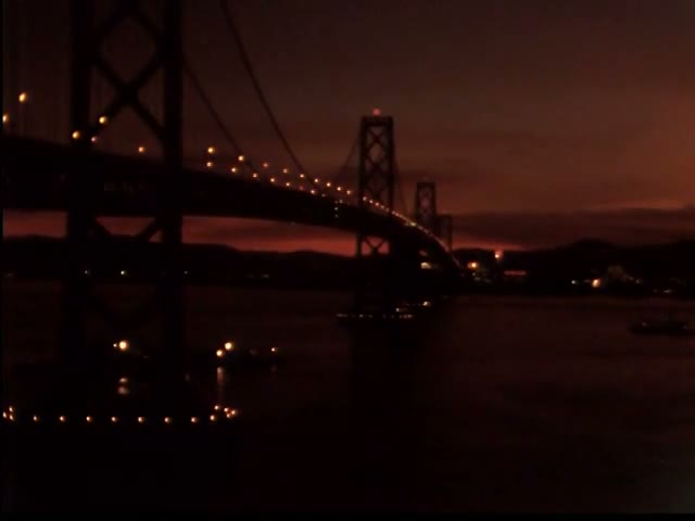 Bay Bridge Glowing at Night